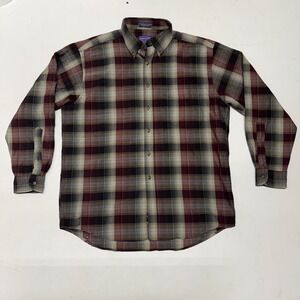 Pendleton Sir Portland Oregon Wool Plaid Button Up Shirt‎ Mens Large